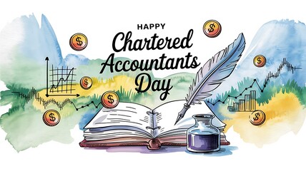 Happy Chartered Accountants Day. on a watercolour background. Chartered Accountants Day  Banner