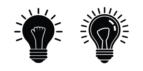 Light Bulb With Thumbs Up Inside Symbolizing Positivity Silhouette on White Background