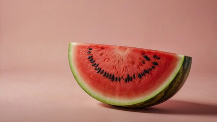 Minimal Watermelon Slice on Pink Background