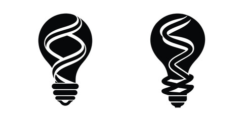 Light Bulb With An Upward Spiraling Ribbon Symbolizing Progress Silhouette on White Background