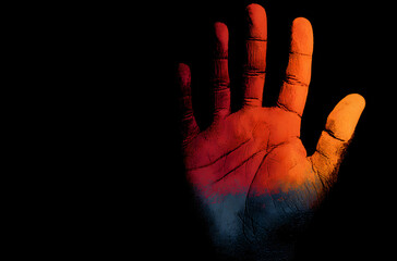 Black History Month banner. Silhouette hand on black background. Black history month African American history celebration banner.