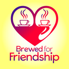 Romantic Coffee Cups in Heart Shape with Text Quote