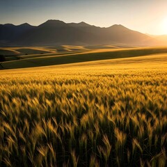 wheat field at sunset