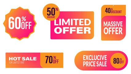 Modern Promotion Banners with Percent Off – Colorful Vector Badges