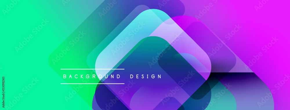 Aufkleber Vibrant abstract background. Overlapping squares create dynamic visual effect. Gradient colors blend smoothly, turquoise to purple. Modern design element.