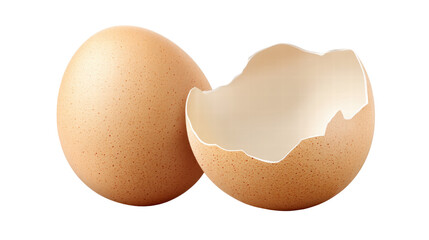 Empty broken egg shell isolated on transparent background with natural texture