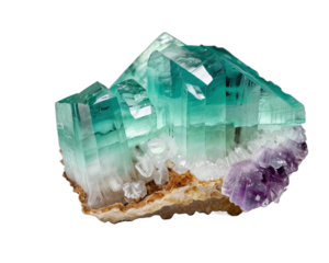 Raw fluorite mineral, isolated, transparent background, no background. PNG.