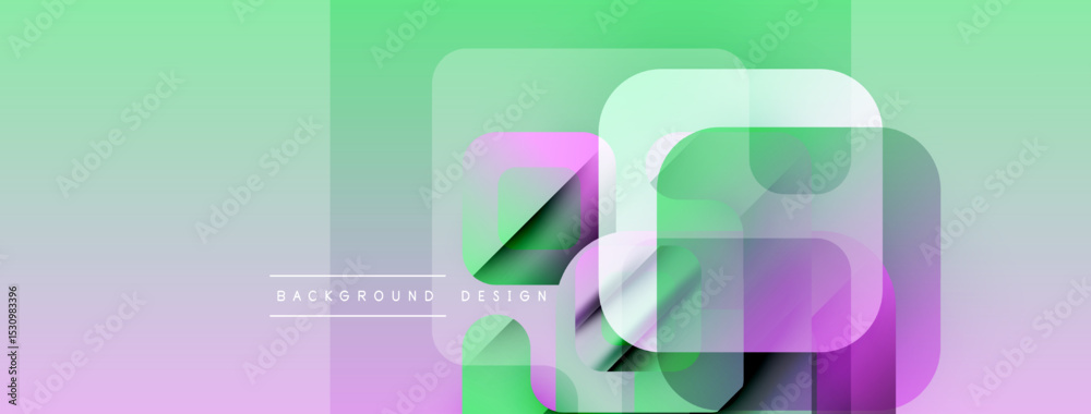 Poster Abstract geometric shapes overlap, creating vibrant gradient background. Soft pastel colors blend smoothly, modern design element.