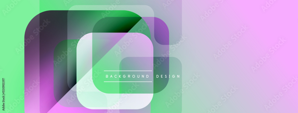 Poster Abstract geometric shapes overlap, creating vibrant pastel color gradients. Modern design elements suggest digital art, background texture.
