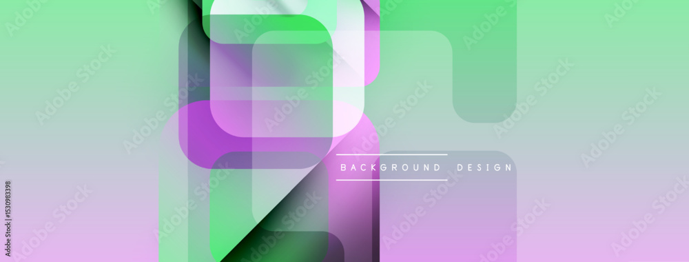 Poster Abstract geometric shapes overlap, creating soft gradient background. Pastel colors blend smoothly, modern design element.