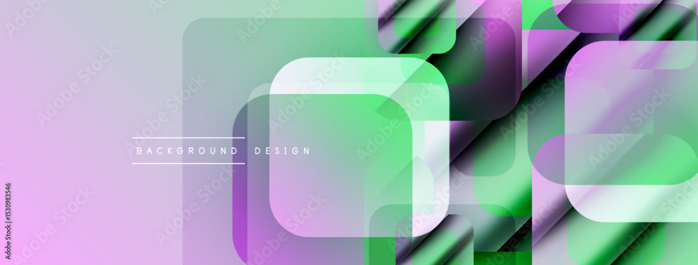 Fototapete Abstract geometric pattern. Soft purple, green hues blend. Modern design elements create dynamic visual flow. Minimalist style.