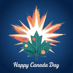 Canada Day, futuristic cityscape for a. happy Canada Day. illustration. Canada Day Poster

