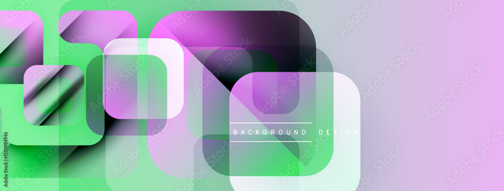 Aufkleber Abstract geometric shapes overlap. Gradient colors create modern visual effect. Soft hues blend, forming dynamic composition.
