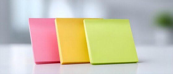 Colorful sticky notes arranged on a desk