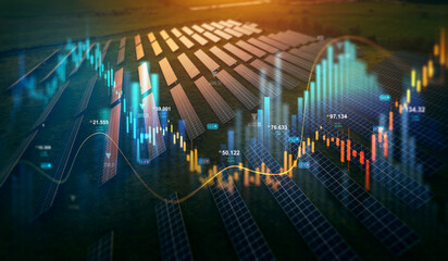 Plakat Increase in electricity prices on the world market. Green energy in full development.Investment finance chart,stock market business and exchange financial growth graph