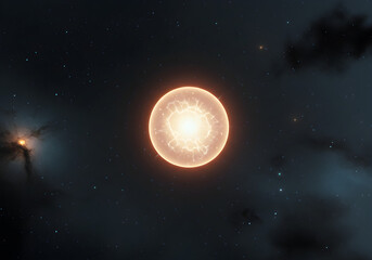 Celestial Light: Capturing a mesmerizing celestial body, a radiant orb emits an otherworldly glow against a dark, star-studded expanse, evoking a sense of wonder and the mysteries of the universe.
