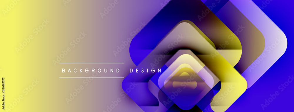 Aufkleber Abstract geometric design. Gradient yellow transitions into purple. Overlapping shapes create dynamic visual effect. Modern background texture.