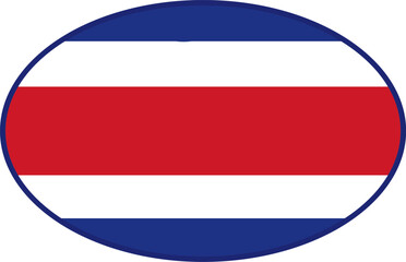Costa Rica flag ellipse shaped. vector