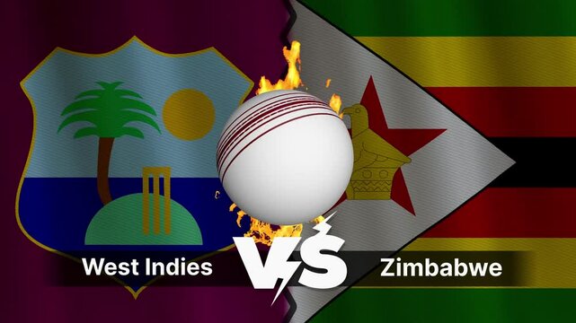 West Indies vs Zimbabwe 4K Animated Cricket Intro with Flags and Ball Motion