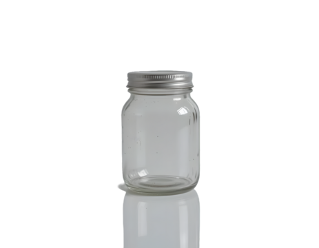 Empty Glass Jar with Silver Lid Perfect for Storage and Crafts