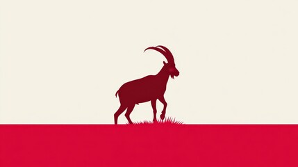 Ibex silhouette representing Austria with emphasis on national colors and unique features