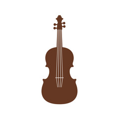 Fototapeta premium A brown, flat stylized cello on white
