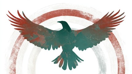 Silhouette of the mythical turul bird representing Hungary with colors of the national flag