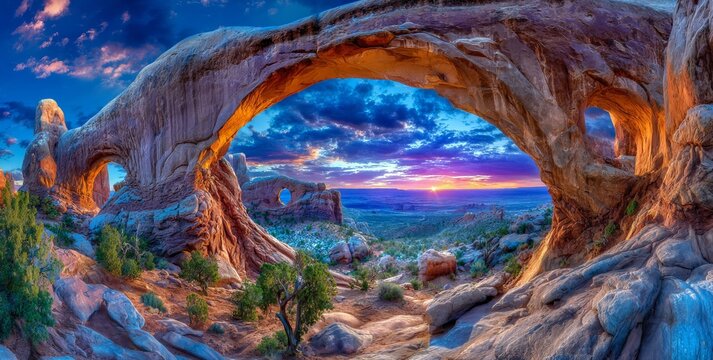 In Utah, USA, Canyonlands National Park boasts the picturesque Sunrise At Mesa Arch