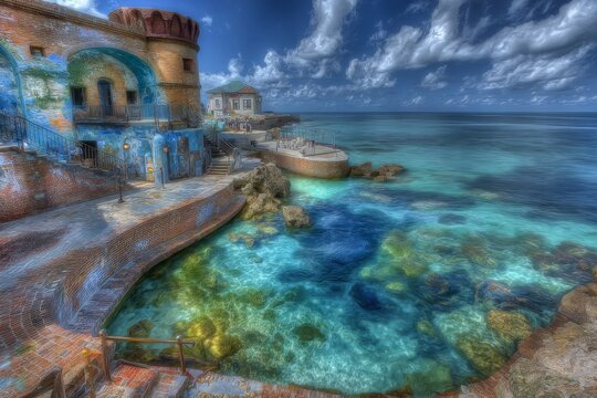 Fort Jefferson, an old Atlantic Ocean fortress, is now a protected area and part of Dry Tortugas National Park, which is located in the state of Florida, USA - Powered by Adobe
