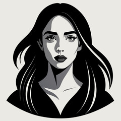 girl with long hair vector silhouette 