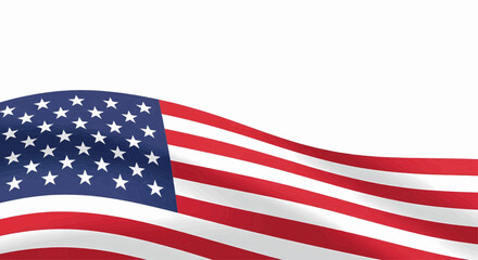 Naklejka premium High-quality image of a waving USA flag section. Features a blue field with white stars and alternating red and white stripes, all with gentle curves and vibrant, fine details, perfect for vector use.