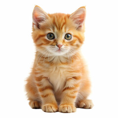 Obraz premium Orange Kitten Sitting Isolated White Background ginger kitten