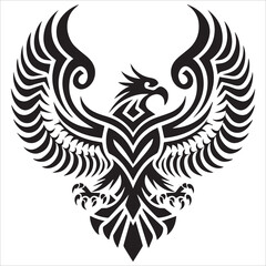 Obraz premium Tribal Eagle Silhouette Vector,eagle in flight vector art illustration,