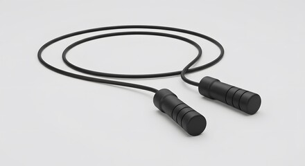 Sleek Black Jump Rope Fitness Equipment for Cardio Workout and Exercise