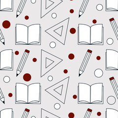 vector seamless back to school pattern, stationery pattern