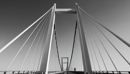 Fototapeta premium A minimalist black and white bridge structure