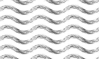 Seamless wave pattern. Wavy grunge brush stroke. Hand drawn water sea vector background. 