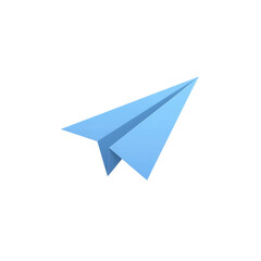 Simple Blue Paper Airplane Icon on a Transparent Background for Creative Projects and Branding Transparent background or png