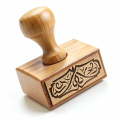 Arabic script rubber stamp with wooden handle