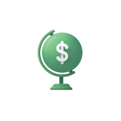 Fototapeta premium Green Globe with Dollar Symbol Representing Global Finance and Economy in Modern Design Transparent background or png