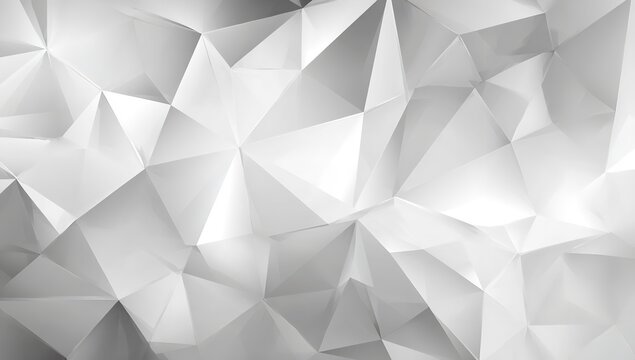 Abstract geometric background triangle pattern design, white and gray polygon crystal texture wallpaper art