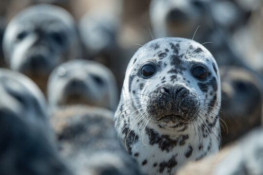 Seals are resting on a beach at Pellworm in Schleswig-Holstein
