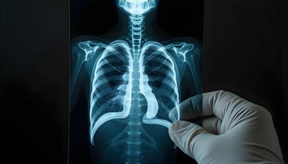 X-ray examination revealing detailed structure of lungs and chest cavity performed in a medical facility Generative AI