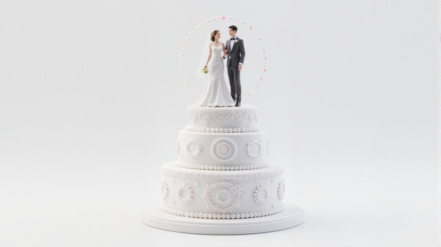 A figurine of bride and groom on wedding cake