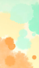 Butter yellow background with green and orange splashes, ideal for wallpaper, mobile phone case design, or digital art: