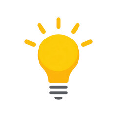 Bright Yellow Light Bulb Icon with Rays Symbolizing Ideas and Creativity on a Clean Background Transparent background or png