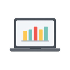 Colorful Bar Graph Displayed on Laptop Screen Illustrating Business Growth and Data Analysis Concepts Transparent background or png
