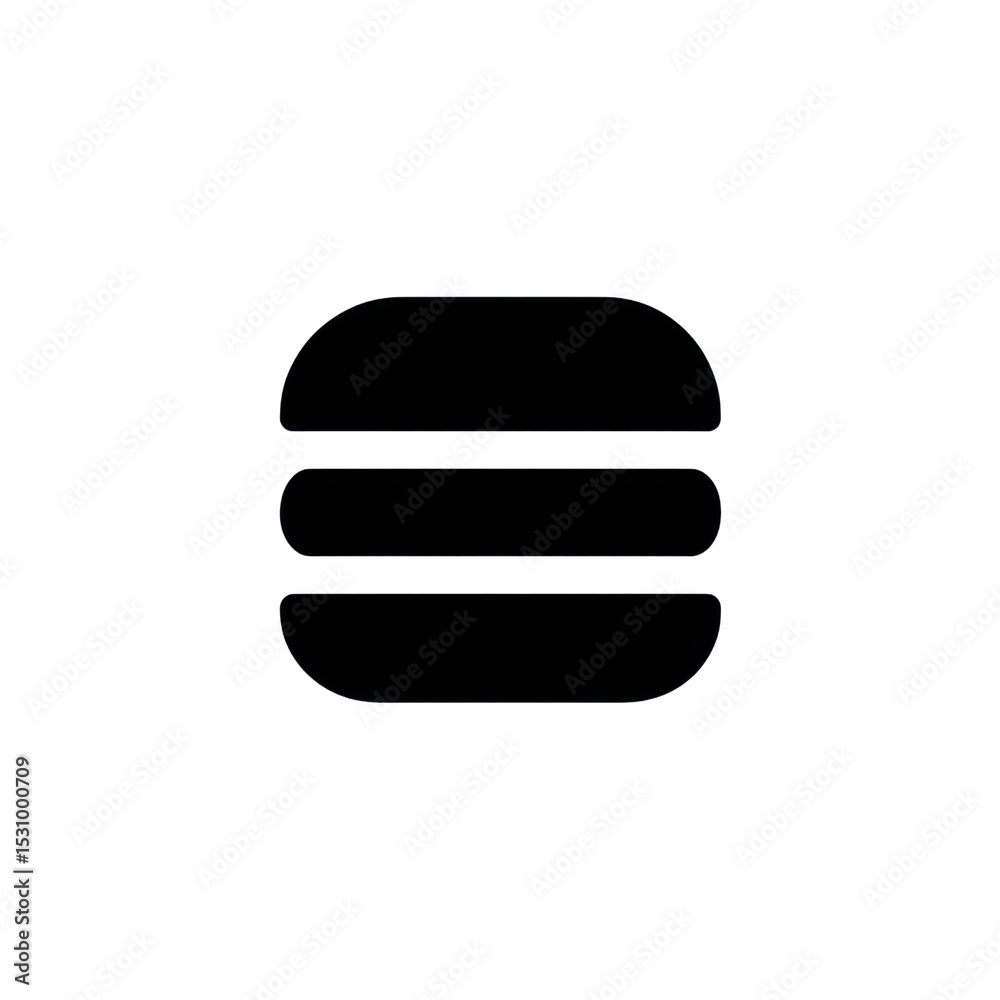 Poster minimalist icon of three horizontal lines representing a hamburger menu for digital interfaces and w