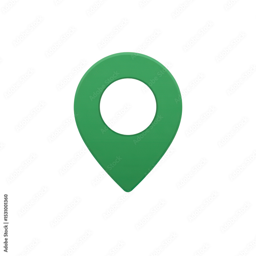 Poster green location marker icon representing navigation, mapping, or travel concepts on a plain backgroun