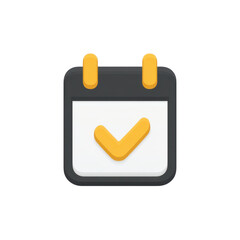 Modern Calendar Icon with Checkmark for Scheduling and Time Management in Digital Applications Transparent background or png